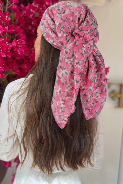 Sachet Pink Floral Print Lightweight Large Scarf