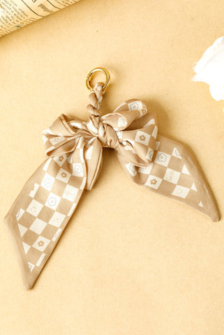 Checkered Flower Bow Knot Keychain