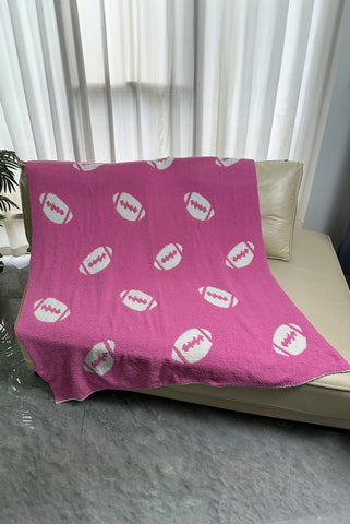 Bright Pink Color Block Football Pattern Fleece Blanket 127*152cm