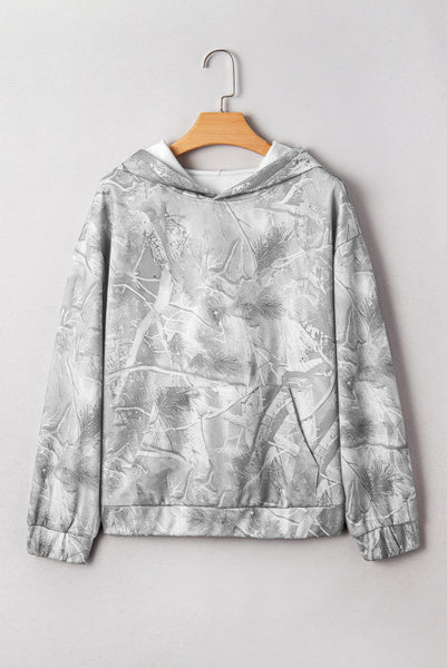 Woodland Print Oversized Sporty Hoodie