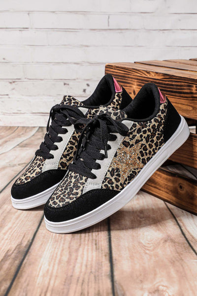 Color Block Glitter Star Patchwork Lace-up sneakers