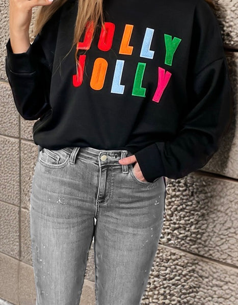 Chenille Holly Jolly Graphic Long Sleeve Top