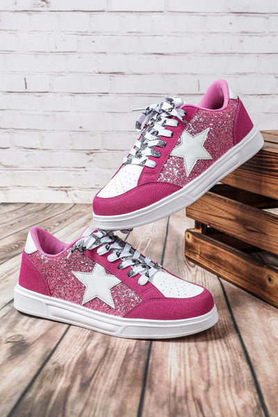 Color Block Glitter Star Patchwork Lace-up sneakers