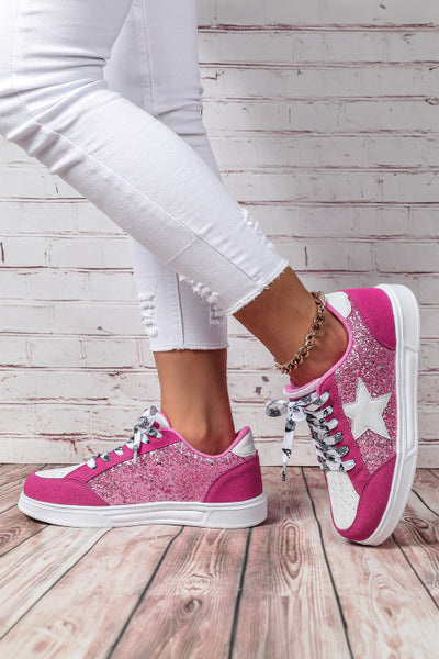 Color Block Glitter Star Patchwork Lace-up sneakers