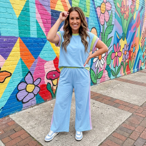 Color Block Detail Casual Two-piece Set